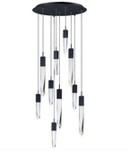 Modern Light Luxury Round / rectangle Ceiling Pendant Light in Black Finish for Kitchen Island / Staircase /