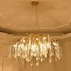 Iris Raindrop Brass Branch Round Crystal Chandelier 25-Inch35-Inch41-Inch