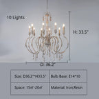 French Vintage Candle Chandelier for Living Room / bedroom