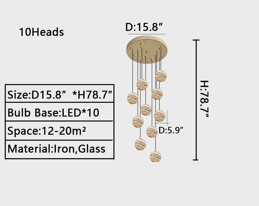 Nordic Planet Multi-Light Globe Staircase Chandelier