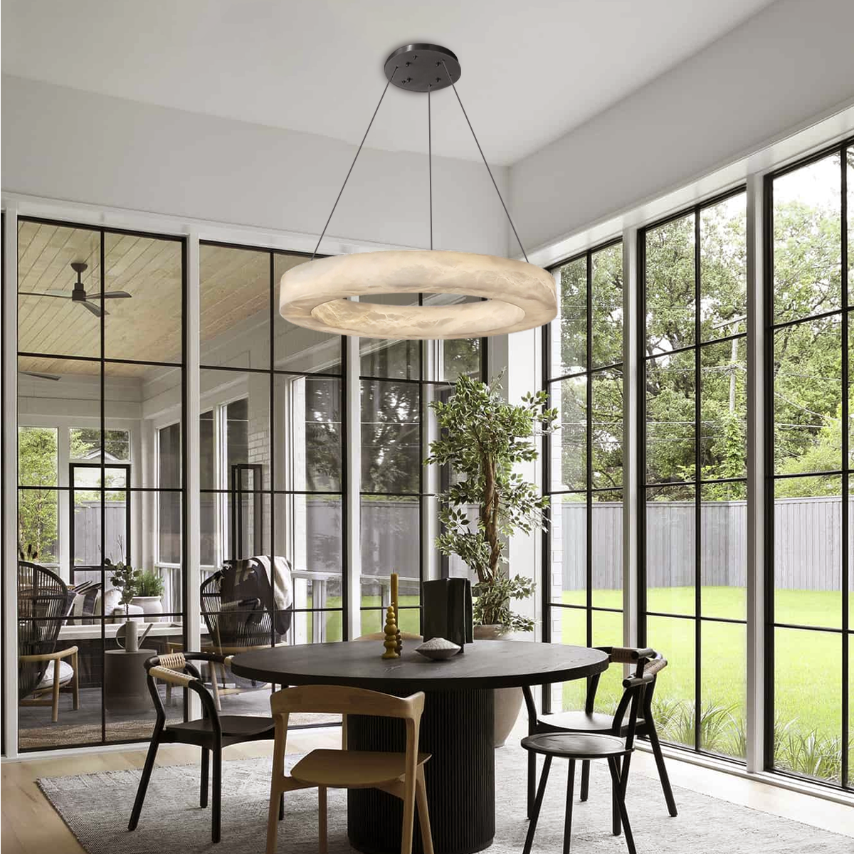 Glacera Alabaster Round Chandelier 19-Inch27-Inch36-Inch60-Inch