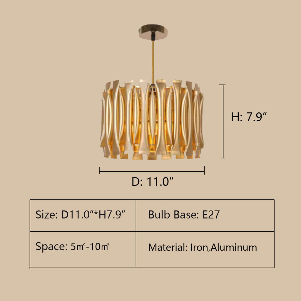 Post-Modern Light Luxury Aluminum Hollow Round Gold Chandelier for Living / dining Room / bar