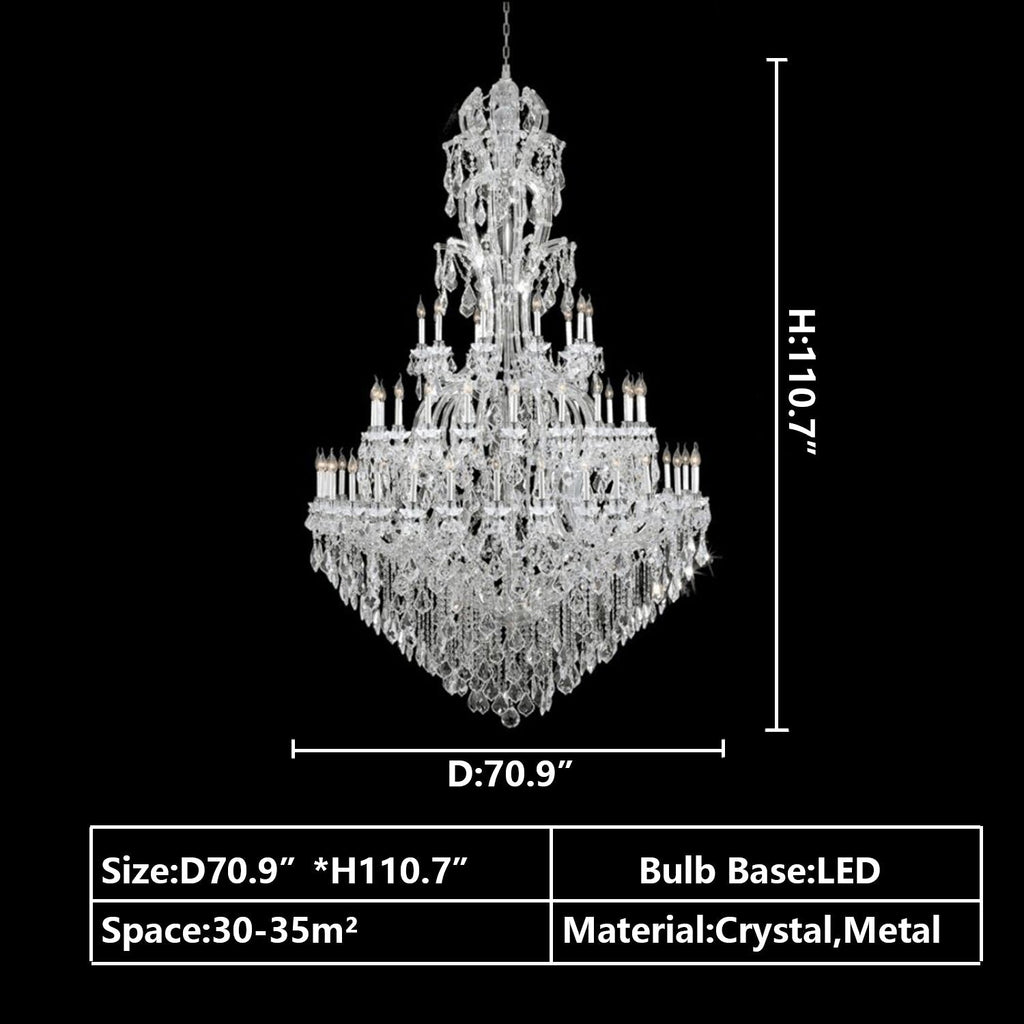Oversized Luxury Traditional Gold / chrome Candle Branch Crystal Chandelier for 2-Story / duplex Buildings