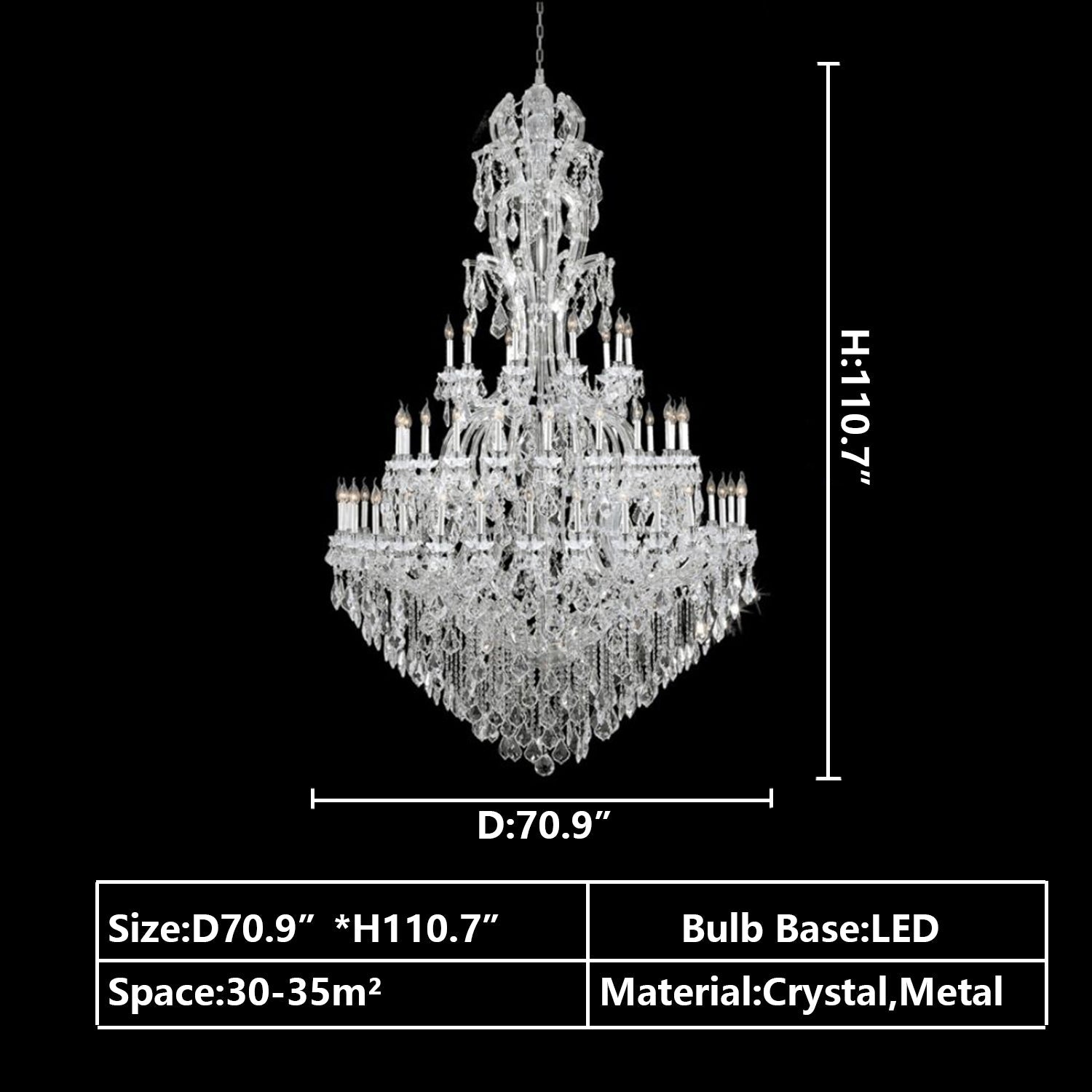 Oversized Luxury Traditional Gold / chrome Candle Branch Crystal Chandelier for 2-Story / duplex Buildings