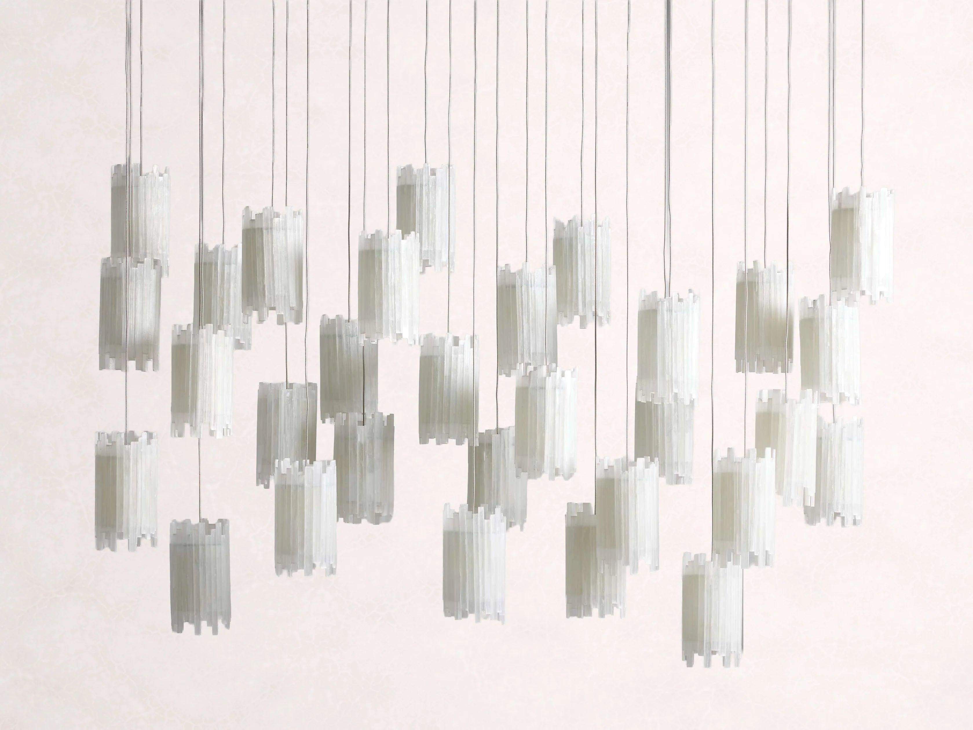 Gianna Rectangular Selenite Stone Chandelier 15 Light 20 Light