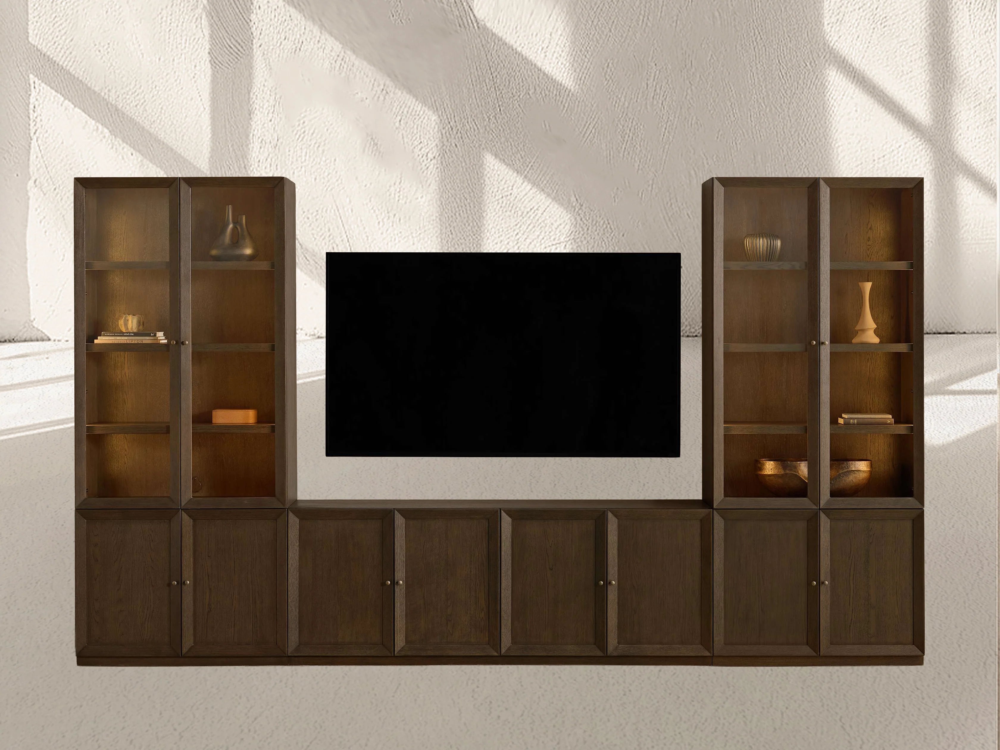 Nason Modular Glass Media Cabinet Set