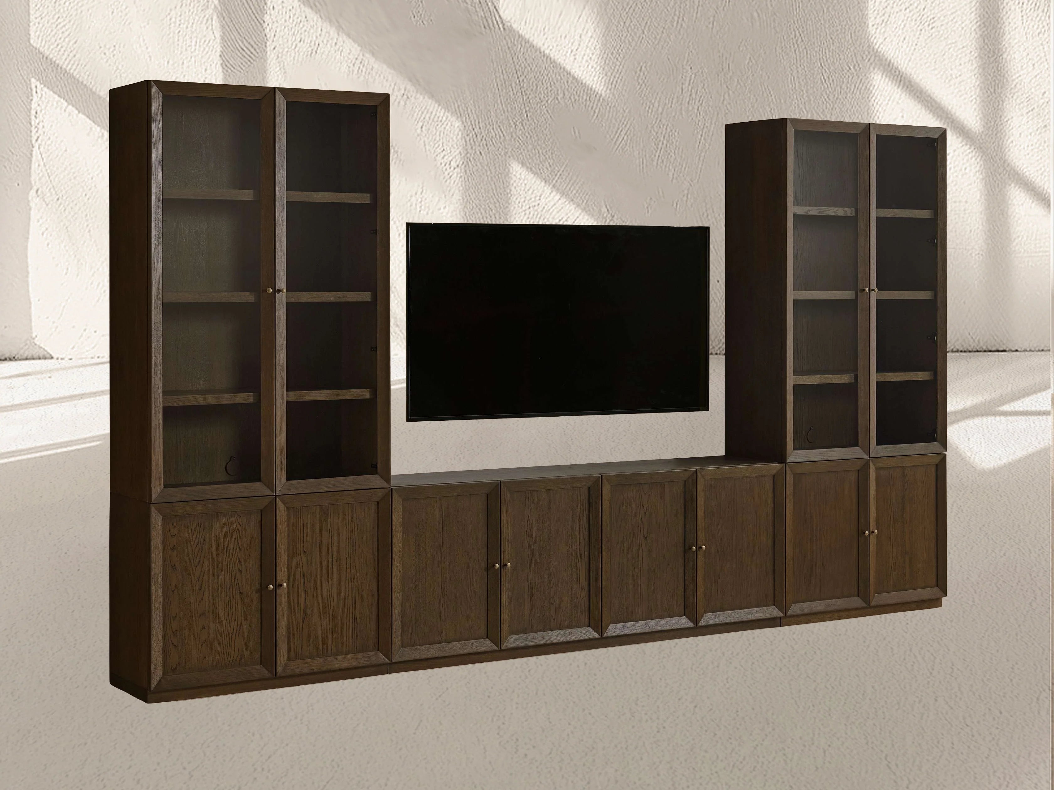 Nason Modular Glass Media Cabinet Set