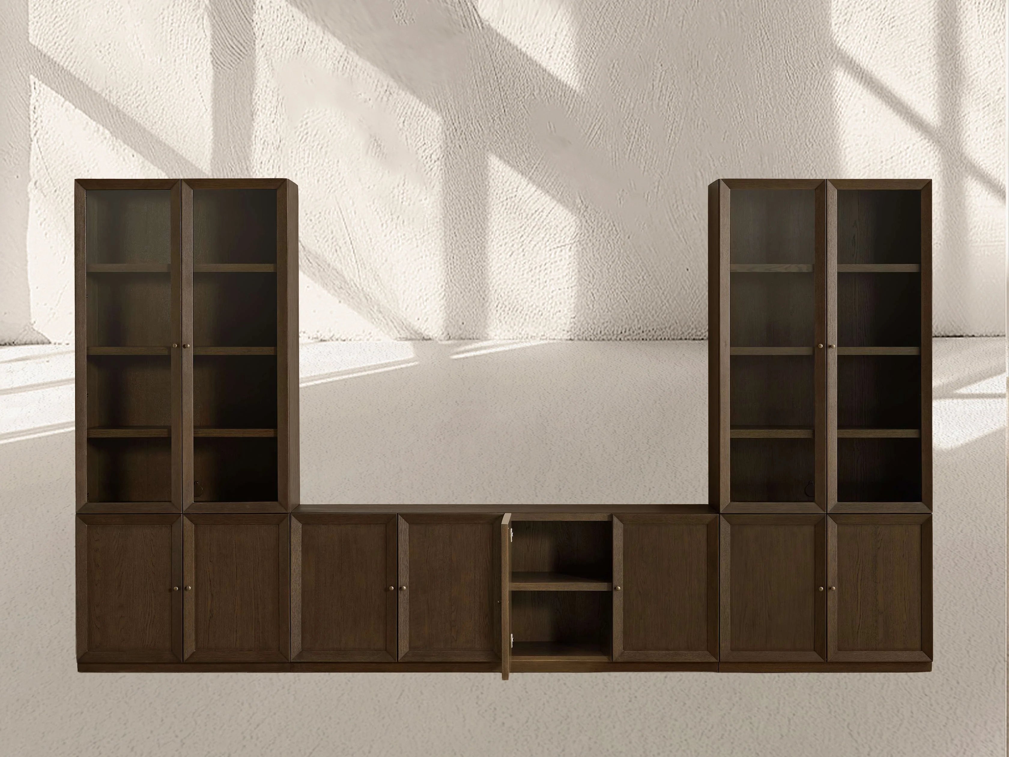 Nason Modular Glass Media Cabinet Set