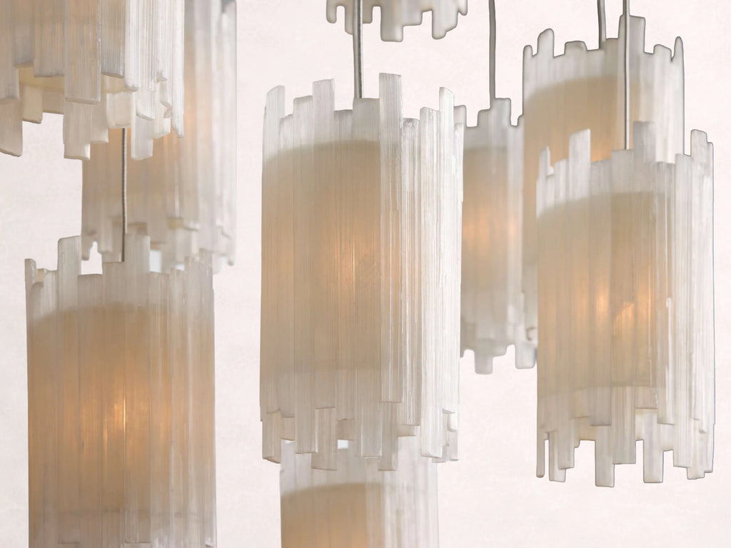 Gianna Rectangular Selenite Stone Chandelier 15 Light 20 Light