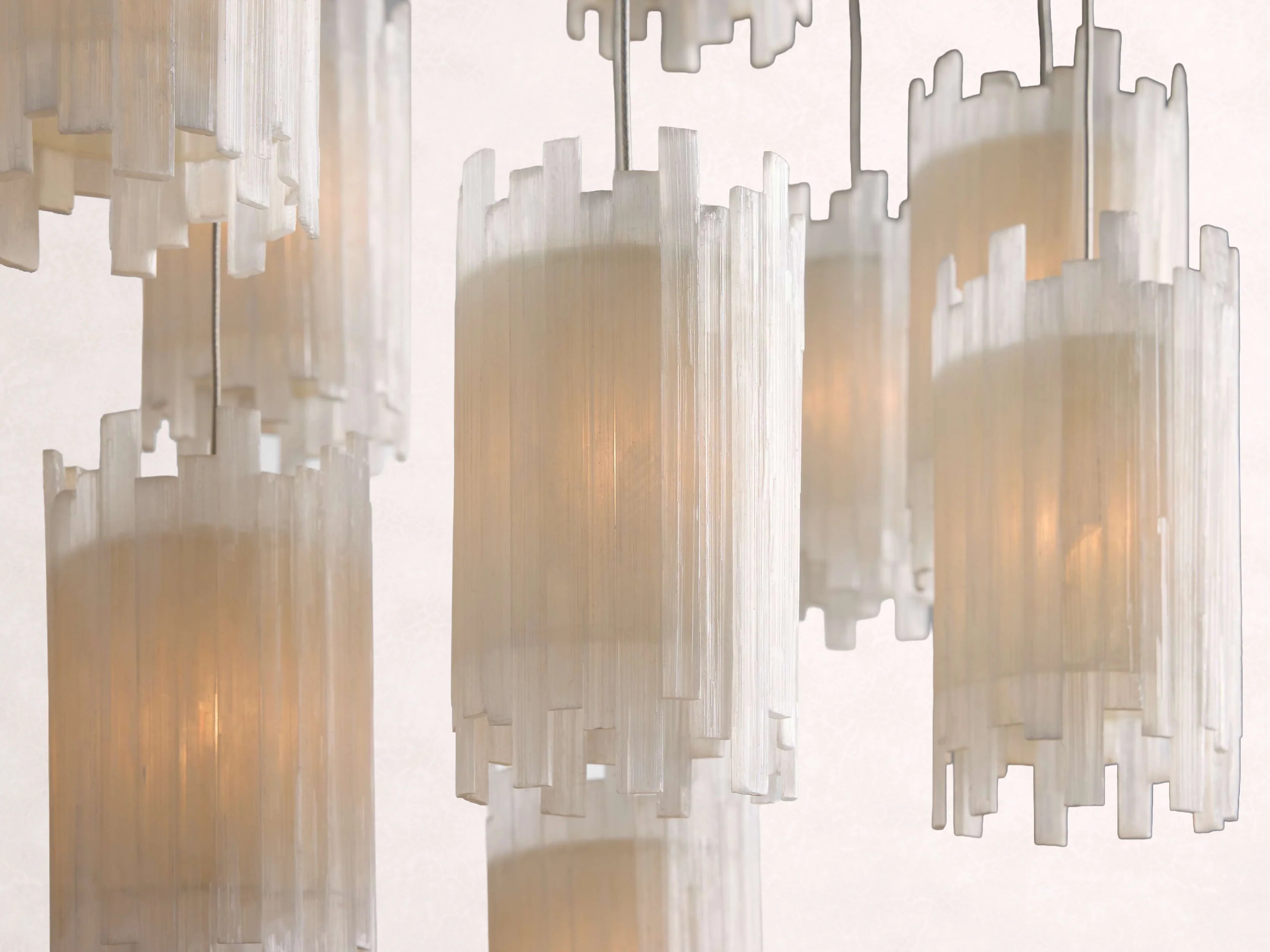 Gianna Rectangular Selenite Stone Chandelier 15 Light 20 Light