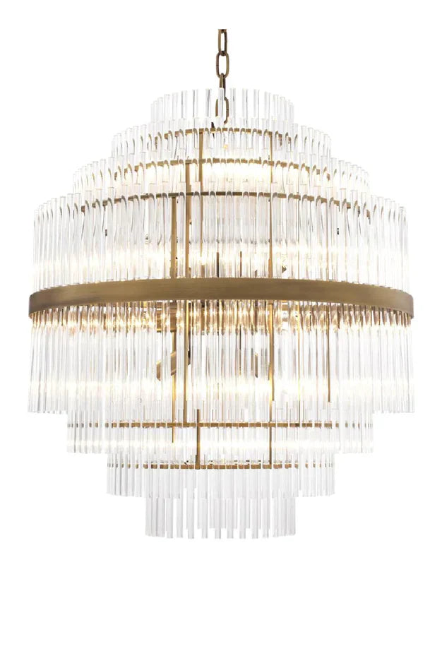 Light Luxury Modern Round Multi-Tiered Crystal Chandelier with Antique Brass Finish and Quality Materials