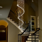 Extra Large Modern Round Spiral Raindrop Chandelier with K9 Crystal Finish for Entryway