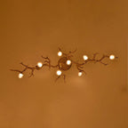Modern Linear Glass Ball Branch Semi Flush Chandelier