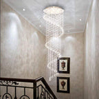 Extra Large Modern Round Spiral Raindrop Chandelier with K9 Crystal Finish for Entryway