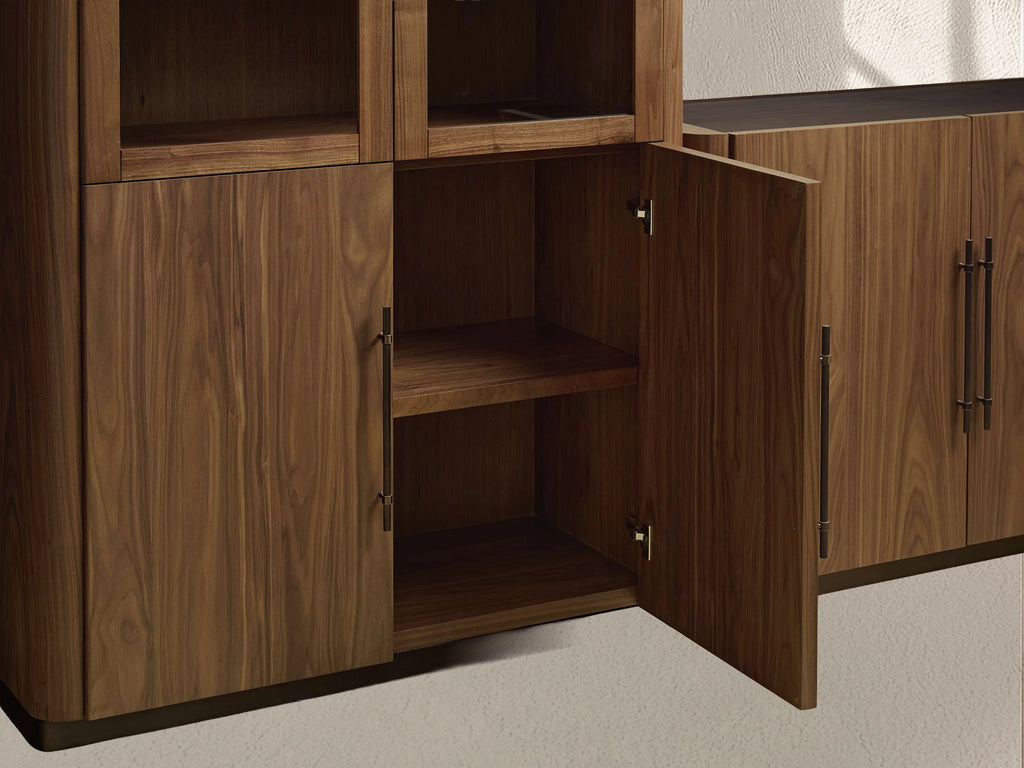 Piermont Modular Glass Media Cabinet Set with Drawers