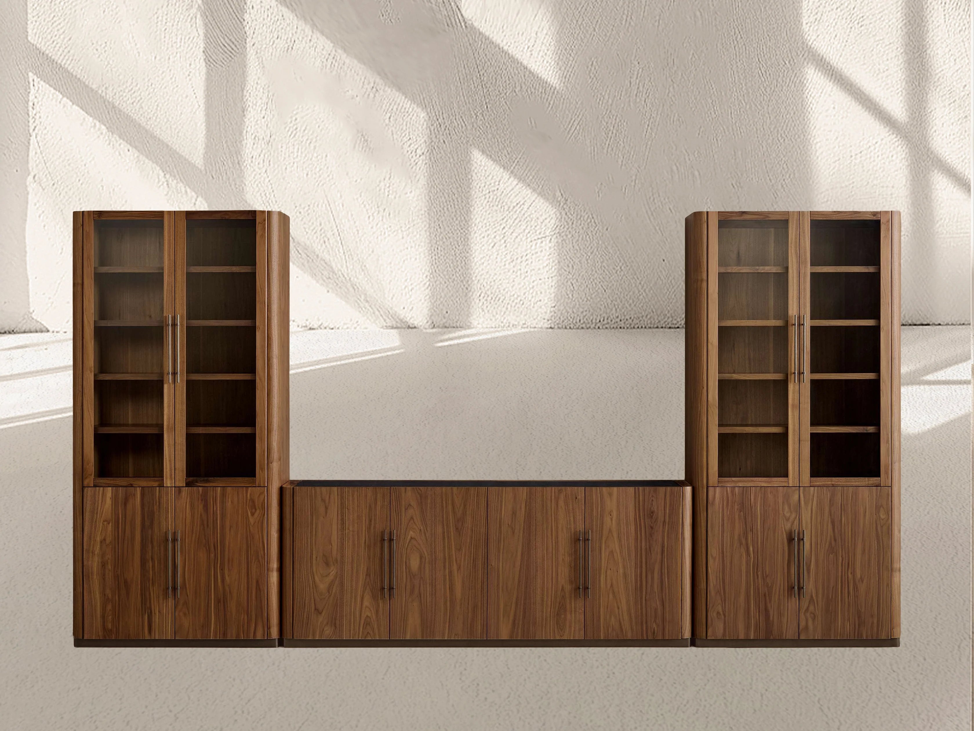 Piermont Modular Glass Media Cabinet Set