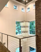 Modern Crystal Stick Chandelier with Glacier Bubble Design in Gold, Chrome, and Black Finish - High-Quality