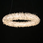 24-47 Inch Round Clear Geode Quartz Crystal Ring Pendant Light Modern Chandelier for Living Room