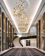 Golden Wings Floating Chandelier with Metallic Finish for Hall, Hotel, Restaurant