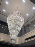Chrome Extra Large Crystal Chandelier for Foyer Staircase Living Room Entrance Ceiling Light in Silver
