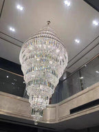 Chrome Extra Large Crystal Chandelier for Foyer Staircase Living Room Entrance Ceiling Light in Silver