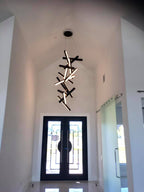 Modern Vertical Geometric Aluminum Chandelier for Staircase / foyer / high-Ceiling