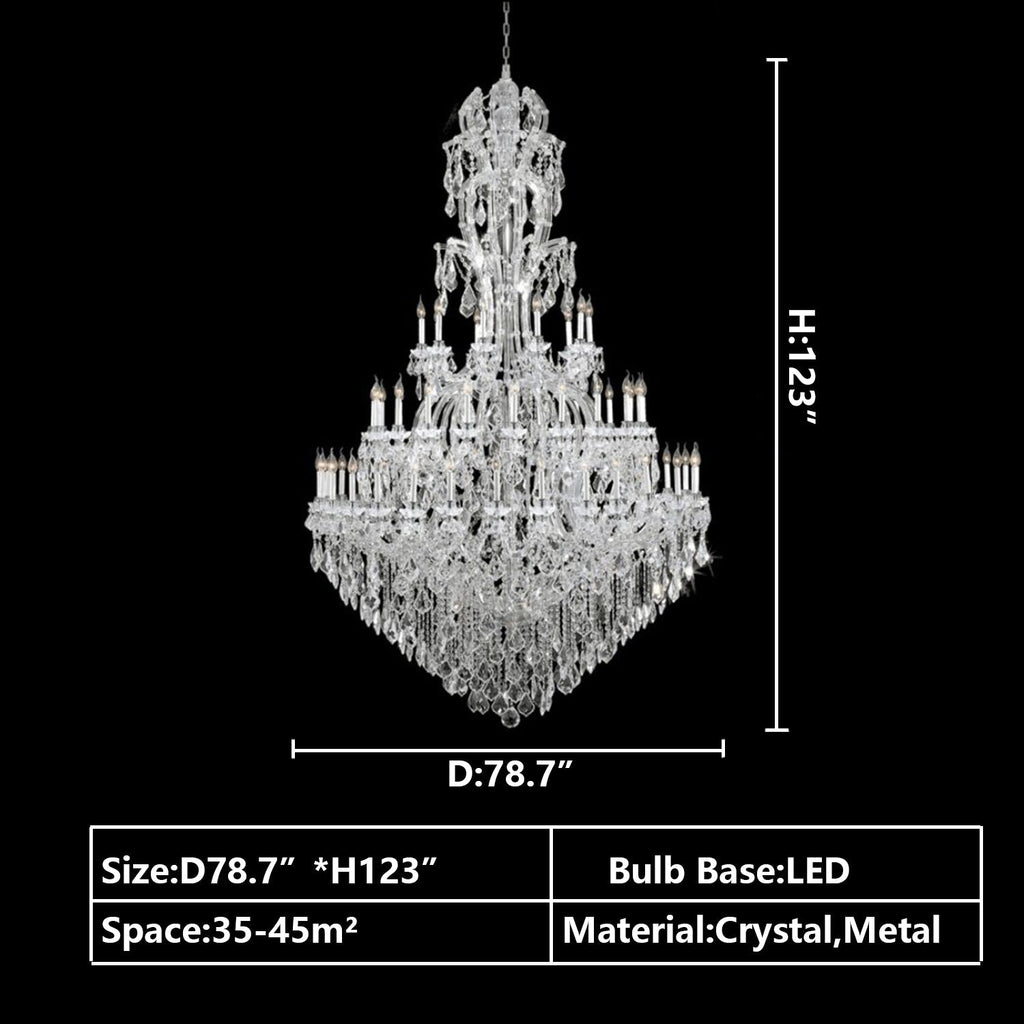 Oversized Luxury Traditional Gold / chrome Candle Branch Crystal Chandelier for 2-Story / duplex Buildings