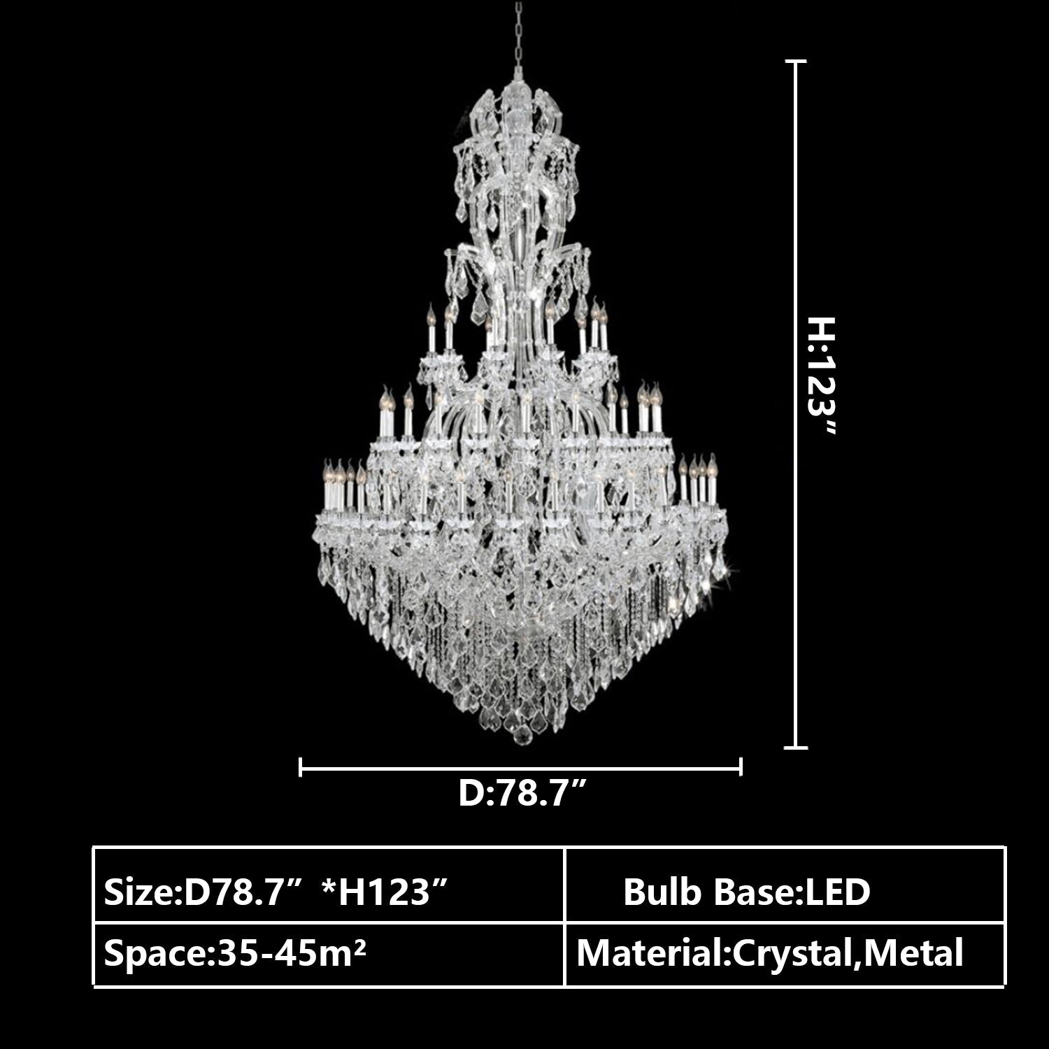 Oversized Luxury Traditional Gold / chrome Candle Branch Crystal Chandelier for 2-Story / duplex Buildings