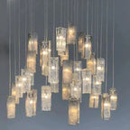 Art Design 1 / 25 / 60 / 84-Light Colorful Rectangle Cluster Glass Tile Pendant / chandelier