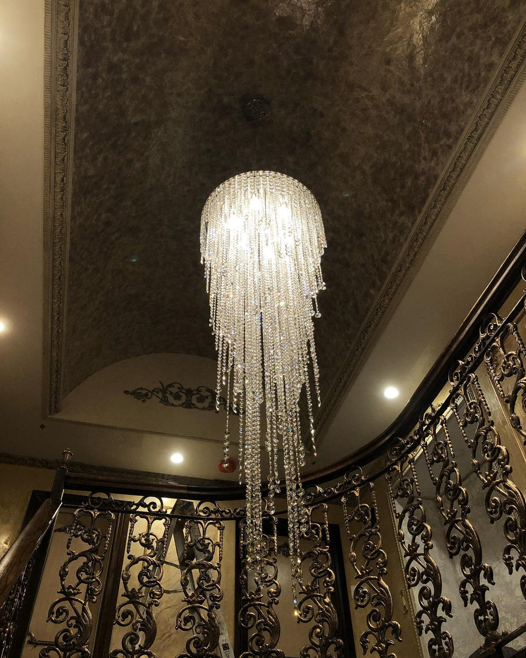 Extra Large Flush Mount Crystal Tassel Pendant Chandelier for Living Room / high-Ceiling Room / foyer