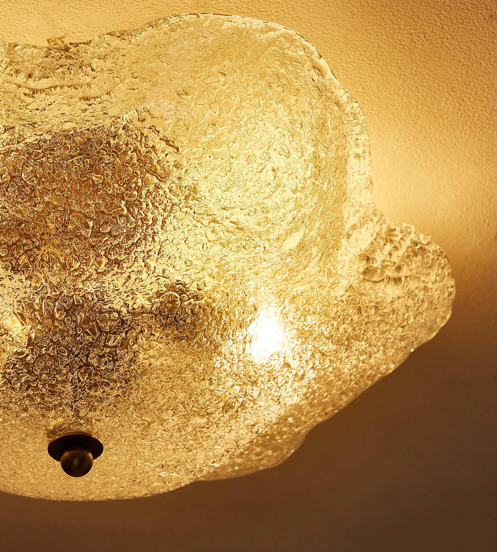 Textured Glass Brass Flush Mount Ceiling Light - Erhaus product image 4