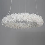 24-47 Inch Round Clear Geode Quartz Crystal Ring Pendant Light Modern Chandelier for Living Room