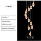 Post-Modern Extra Large Duplex Revolving Staircase Pendant Decoration Chandelier