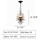 Modern Iron Art Bouquet Shape Branch Crystal Chandelier for Living Room / dining Room / coffe Shops