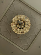 Modern Elegant Floating Glass Flower Chandelier with Ceramic Hummingbird Accents