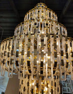 Luxury Multi-Tiered Crystal Glass Buckles Chandelier for High-Ceiling