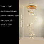 Nordic Butterfly Chandelier Luxury Foyer Staircase Ceiling Light for Living / Dining Room