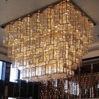 Luxury Flush Mounted Multi-Tiered Crystal Chandelier for Hotel / restaurant