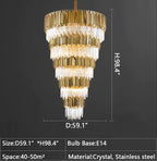 Extra Large Modern Multilayer Pendant Chandelier in Gold Finish Luxury Light for Large Staircase / duplex /