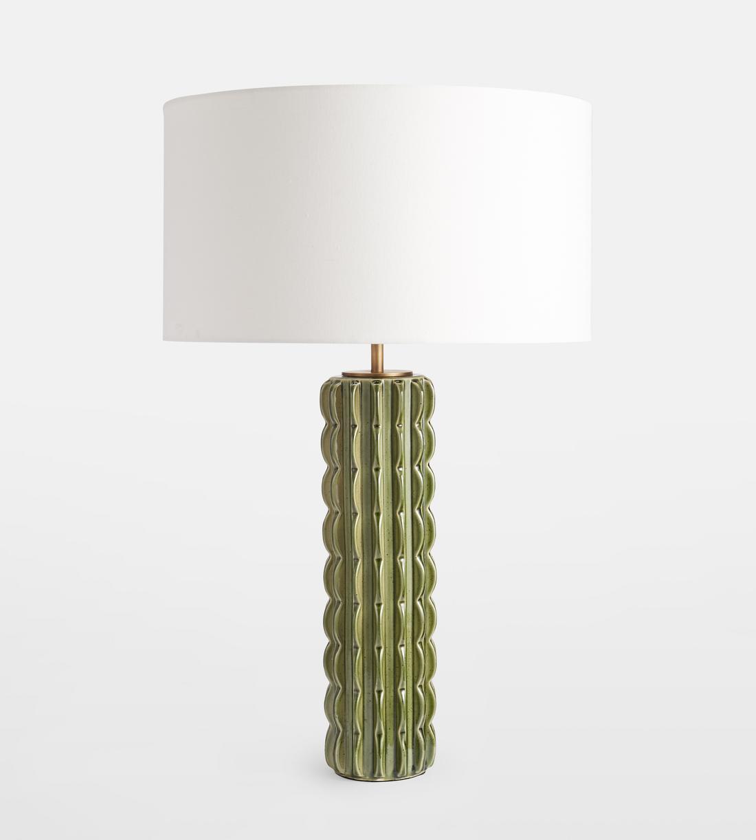 Green Ceramic Table Lamp with Fabric Shade - Erhaus product image 2