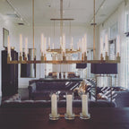 Modern Linear Round / linear Tubular Glass Chandelier for Dining Room / kitchen Island