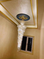 Extra Large Tiered Spiral Crystal Chandelier for High Ceiling