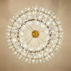 Round Wheel Frozen Ice Crystal Chandelier Light with K9 Crystals for Living Room Dining Hall