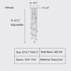 Oversized Nordic Art Round Air Bubbles Pendant Chandelier for Stairs / spiral Staircase / hotel