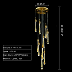 Gold Finish Glass Drops Pendant Chandelier Spiral Staircase Light with High-Quality Crystal