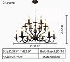 Multi Layer Iron Chandelier with Electronic Candles in Vintage Country Style for Living Room Cafe and Study