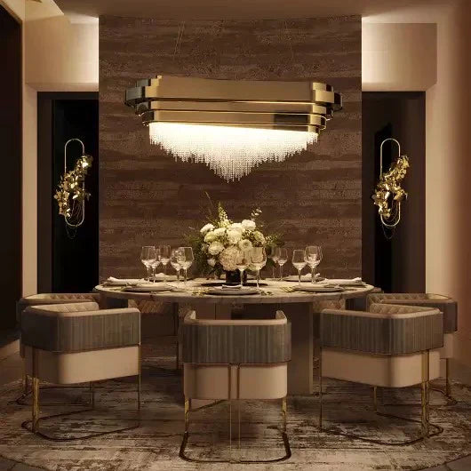 Luxury 9-Light Rectangle Kitchen Island / dining Room Crystal Chandelier