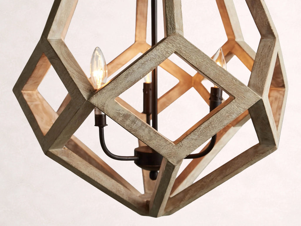 Wooden Prism Mango Wood Chandelier in Natural