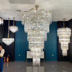 Oversized European Multi-Layers Golden Luxury Crystal Chandelier Villa / high-Ceiling / foyer