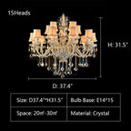 Extra Large Luxury Multi-Tiered Crystal Pendant Chandelier for High-Ceiling Rooms